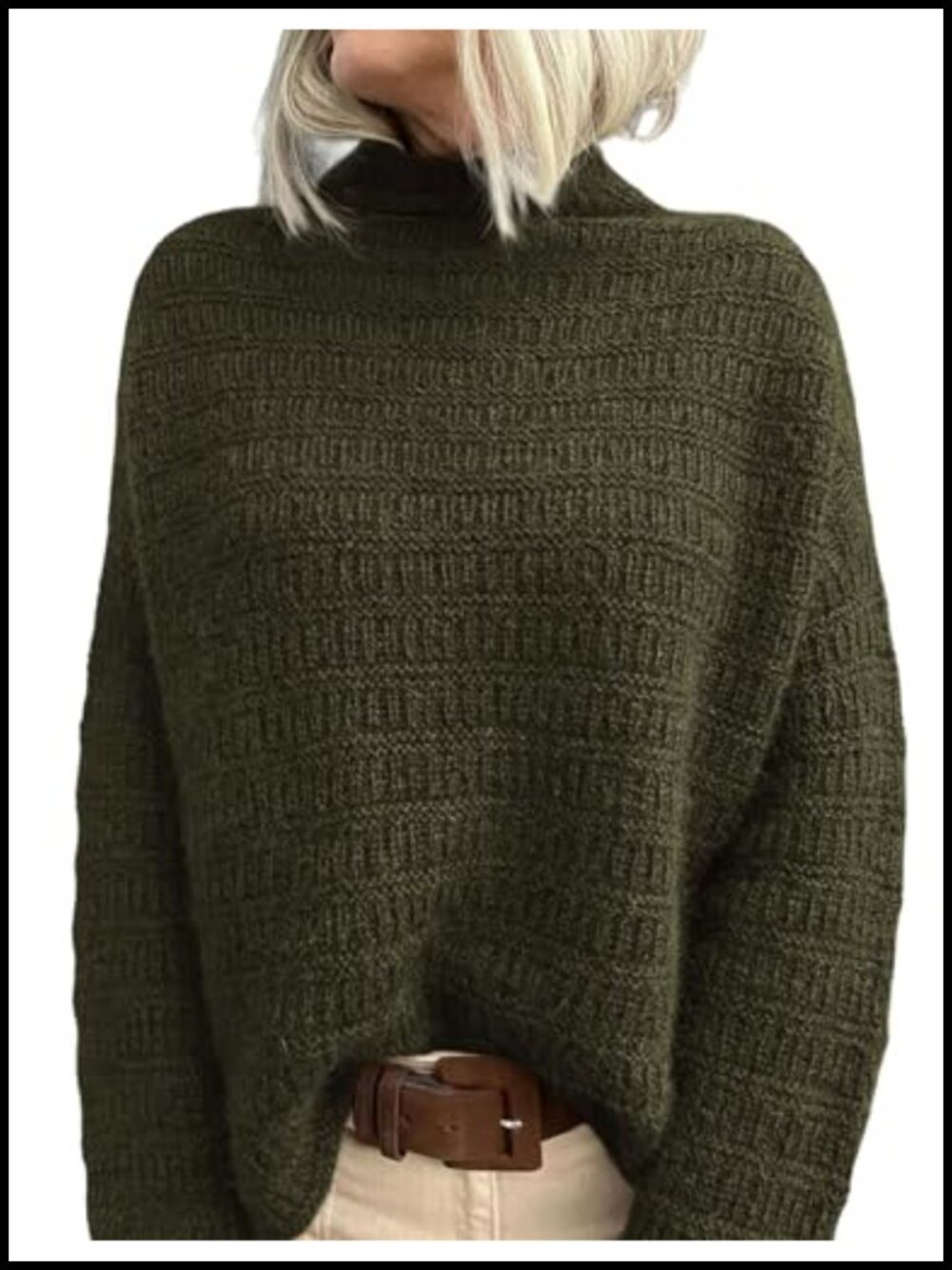Womens Oversized Mock Neck Pullover Sweater Chunky Knit Long Sleeve Fall Winter